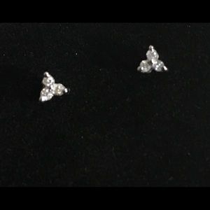 10K White Gold triple cluster diamond studs